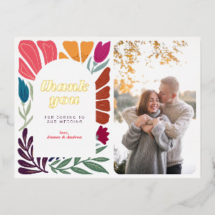 Carte Postale De Vacances En Aluminium Boho Chic moderne Merci floral rétro