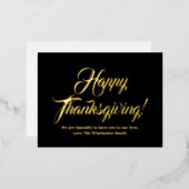 Carte Postale De Vacances En Aluminium Bon thanksgiving noir script personnalisé élégant (Recto/Verso)