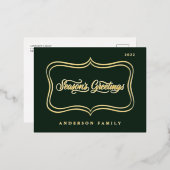 Carte Postale De Vacances En Aluminium Bonnes Fêtes Classic Gold Frame (Recto/Verso)