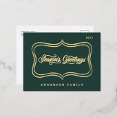 Carte Postale De Vacances En Aluminium Bonnes Fêtes Classic Gold Frame (Recto/Verso)