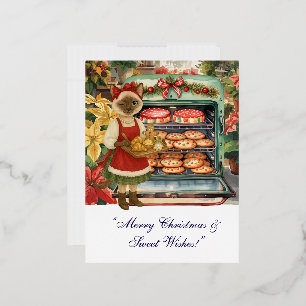 Carte Postale De Vacances En Aluminium Boulangerie Cat Christmas à thème pour les Amoureu