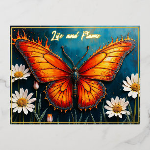 Carte Postale De Vacances En Aluminium Brûler papillon brillant monarque ailes art