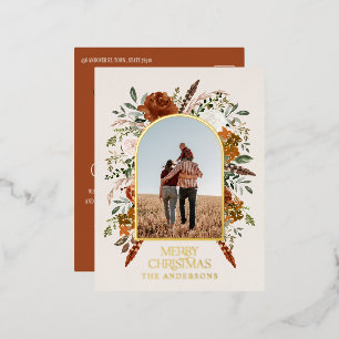 Carte Postale De Vacances En Aluminium budget de Noël botanique élégant terracotta
