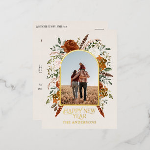 Carte Postale De Vacances En Aluminium Budget de nouvelle année botanique élégant traditi