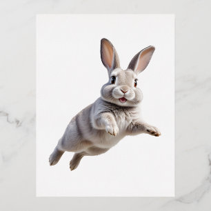 Carte Postale De Vacances En Aluminium Bunny Joyeux Joueur Jouer Jouer Jumping Dans L'Air
