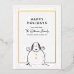 Carte Postale De Vacances En Aluminium cacahuètes | Snoopy Jouer Snowman Photo de famille<br><div class="desc">Envoyez cette amusante carte de vacances de Noël de la famille des cacahuètes. Personnalisez avec votre photo.</div>