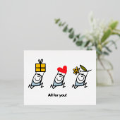 Carte Postale De Vacances En Aluminium Cadeau, coeur et fleur (Debout devant)