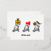 Carte Postale De Vacances En Aluminium Cadeau, coeur et fleur (Recto/Verso)