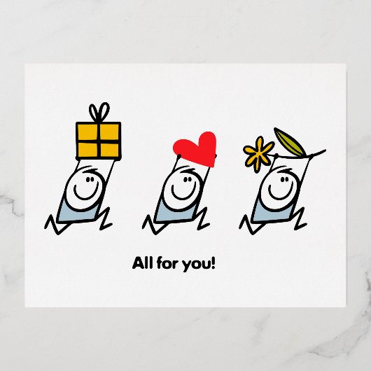 Carte Postale De Vacances En Aluminium Cadeau, coeur et fleur (Recto)