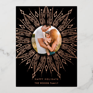 Carte Postale De Vacances En Aluminium Cadre soleil levant noir et or art déco Noël