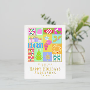 Carte Postale De Vacances En Aluminium Calendrier de l'Avent de Noël Plié Foil Carte de v