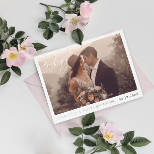 Carte Postale De Vacances En Aluminium Calligraphie minimale Merci Mariage personnalisé