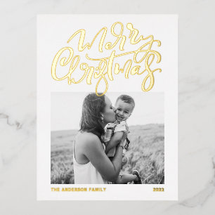 Carte Postale De Vacances En Aluminium Calligraphie moderne blanche Joyeux Noël Photo
