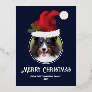 Carte Postale De Vacances En Aluminium Calotte de Père Noël rouge modèle de photo personn