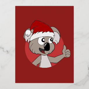 Carte Postale De Vacances En Aluminium Caricature de koala de Noël