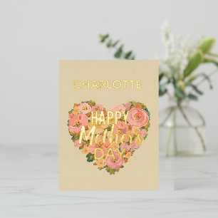 Carte Postale De Vacances En Aluminium Carte de Fête des Mères Florale Cœur Joyeuse FêteC