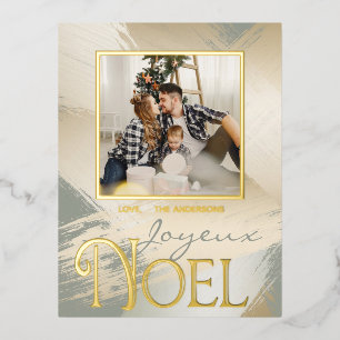 Carte Postale De Vacances En Aluminium Carte de Noël Joyeux avec des Traits de Peinture D