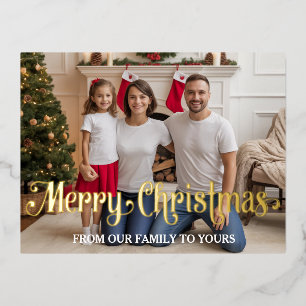 Carte Postale De Vacances En Aluminium Carte de Noël Moderne Familiale avec Feuille de Me