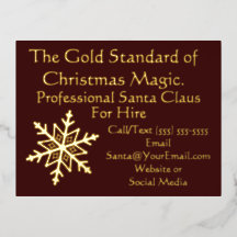 Carte de poste d'affaires Santa Claus Gold Foil