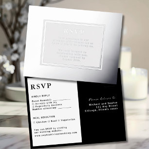 Carte Postale De Vacances En Aluminium Carte de réponse Mariage RSVP Modern Silver Luxe