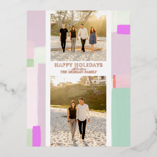 Carte Postale De Vacances En Aluminium Carte de vœux de Noël en papier métallisé avec pho