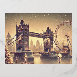 Carte Postale De Vacances En Aluminium Carte de vœux de Noël magique de Londres