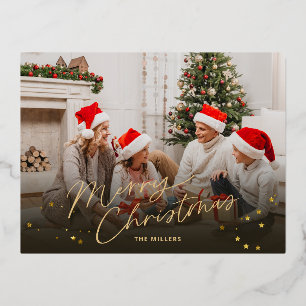 Carte Postale De Vacances En Aluminium Carte de vœux de Noël photo de famille Merry Chris
