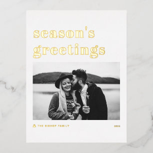 Carte Postale De Vacances En Aluminium Carte de vœux de saison en typographie gras Rétro