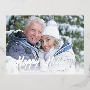Carte Postale De Vacances En Aluminium Carte de voeux d'hiver Joyeuses Fêtes écriture mod