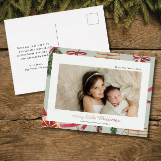 Carte Postale De Vacances En Aluminium carte photo à motif de Noël aquarelle moderne rust