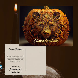 Carte Postale De Vacances En Aluminium Carte postale Samhain en feuille d'or véritable
