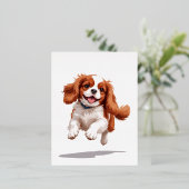 Carte Postale De Vacances En Aluminium Cavalier King Charles Joyeux Joueur Fun Jumping (Debout devant)