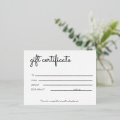 Carte Postale De Vacances En Aluminium certificat cadeau (Debout devant)