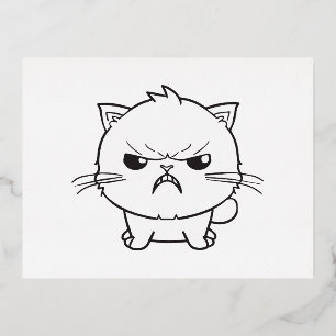 Carte Postale De Vacances En Aluminium Chat mignon en colère qui baisait.