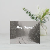 Carte Postale De Vacances En Aluminium Chemin de fer à Snowy Woods Joyeux Noël (Debout devant)