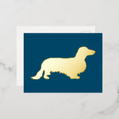 Carte Postale De Vacances En Aluminium Cheveux longs Dachshund - Silhouette 1 (Recto/Verso)