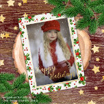 Carte Postale De Vacances En Aluminium Classique Vert Holly Rouge Berries Or<br><div class="desc">Contemporain classique Noël saison rouge, vert et doré feuille coloré baies Holly et motif feuille sur un arrière - plan blanc croustillant. Avec l'option de customiser ou de personnaliser avec une photo et (limité) le texte de votre choix. Avec place pour customiser ou personnaliser le texte sur le devant, le...</div>