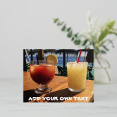 Carte Postale De Vacances En Aluminium Cocktails by the Sea Custom Text (Debout devant)