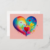 Carte Postale De Vacances En Aluminium Coeur bleu (Recto/Verso)