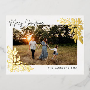 Carte Postale De Vacances En Aluminium Conception de poinsettia de joyeux Noël