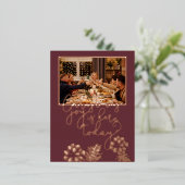 Carte Postale De Vacances En Aluminium Conception de vœux de saisons élégante en or rose  (Debout devant)