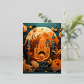 Carte Postale De Vacances En Aluminium Conception d'effets 3D de la scène d'Halloween (Debout devant)