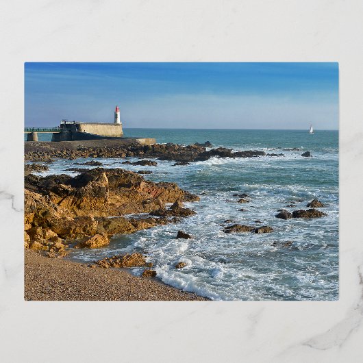 Carte Postale De Vacances En Aluminium Côte rocheuse des Sables d'Olonne en France (Recto)