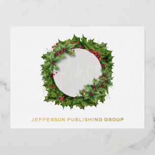 Carte Postale De Vacances En Aluminium Couronne de houx de joie Moderne Entreprise d'affa