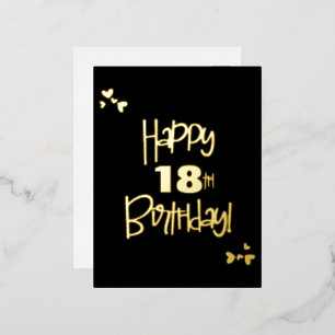 Carte Postale De Vacances En Aluminium Coutume Black and Gold année Joyeux 18e anniversai