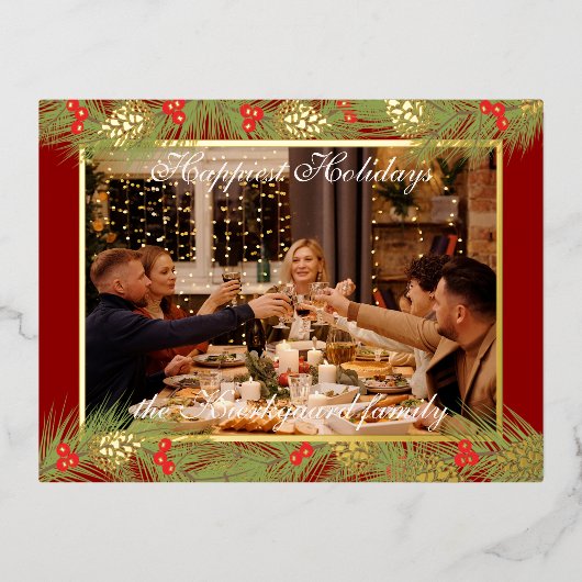 Carte Postale De Vacances En Aluminium Custom Modern Classic Chic Happest Real Gold (Recto)