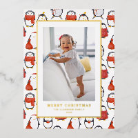 Cute Aquarelle Pingouins Motif Noël Photo