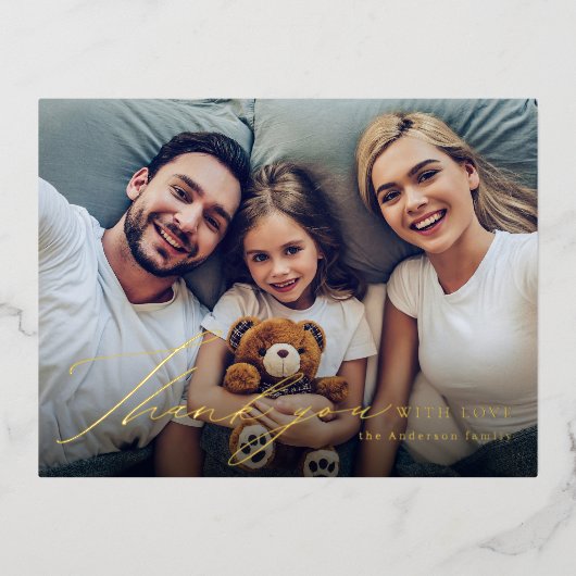 Carte Postale De Vacances En Aluminium Design simple et élégant photo merci (Recto)