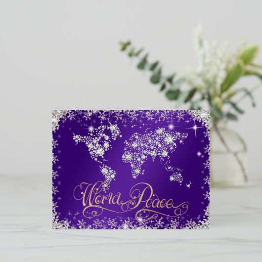 Carte Postale De Vacances En Aluminium Diamants de paix du monde pourpre (Debout devant)