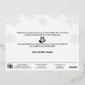 Carte Postale De Vacances En Aluminium Élégant Black Silver Winter Snowflake Business (Verso)